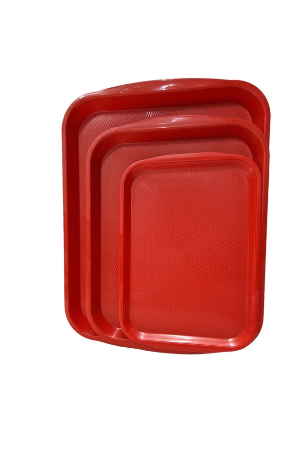 3 Size Abs Plastic Red Color Serving Tray