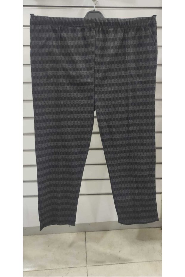 Large Size Pocketed Elastic Stamped Trousers