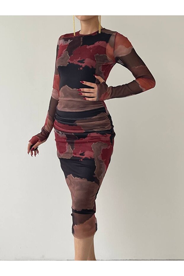 Eleni Streç Kadın Batik Elbise - 8