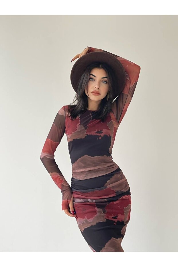 Eleni Streç Kadın Batik Elbise - 9