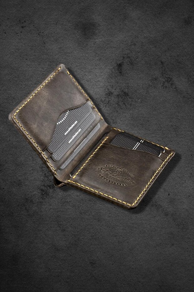 Babil Gri Effect Crazy Deri Cüzdan - 2