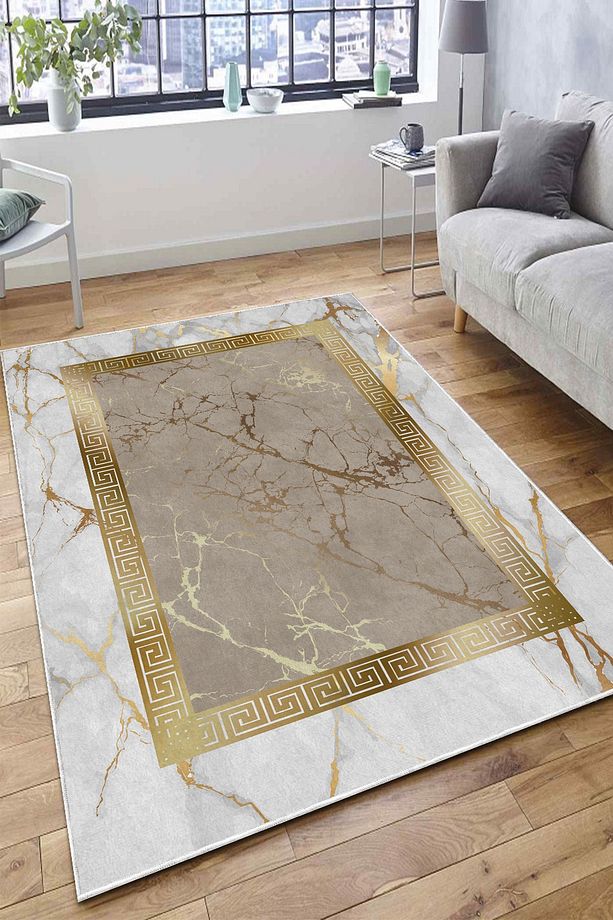 Dijital Baskı Kaymaz Taban Makinede Yıkanabilir Gold Salon Halısı Mutfak Halısı Ve Yolluk-n8 - 2