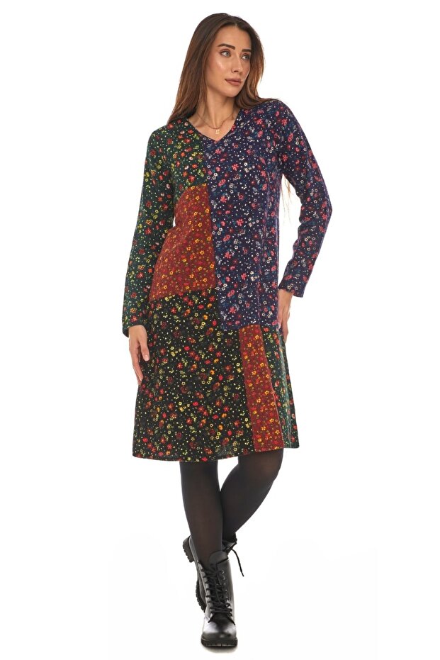 Pazen Patchwork Kısa Elbise - 2