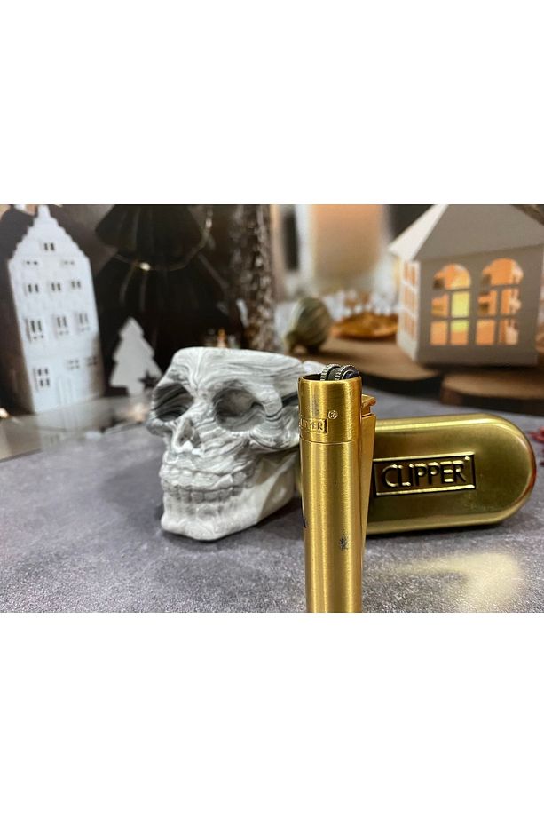 Metal Gold Çakmak Ve Kuru Kafa Küllük Set - 2