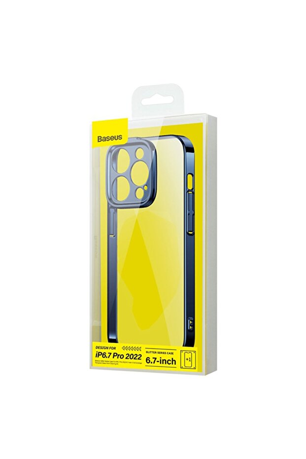 Glitter iPhone 14 Pro Max 6.7 Color Edge Silicone Case + Tempered Screen Protector Set - 8