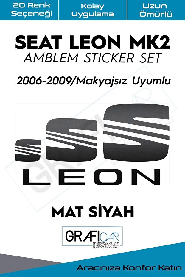مجموعة ملصقات شعار سيات ليون Mk2 2006-2009 / بدون مكياج