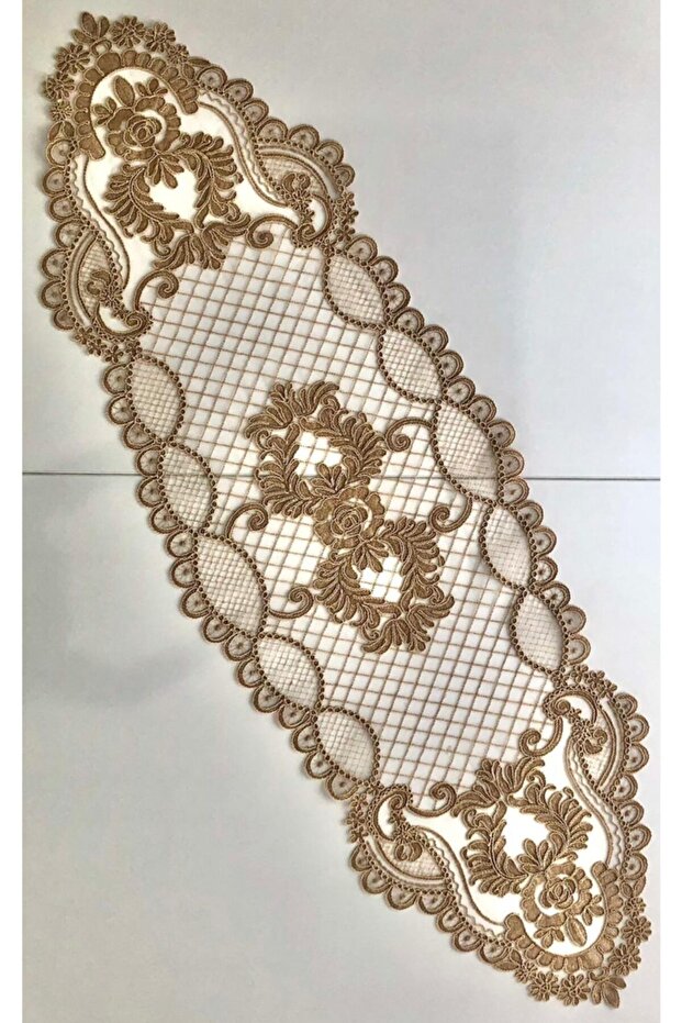 Fransız Dantelli Runner (kahve) - 1