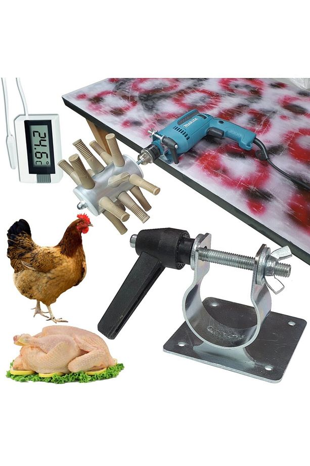 Tavuk + Kuş Tüy Yolma Aparatları Matkap Tutucu Ve Termometreli - 4