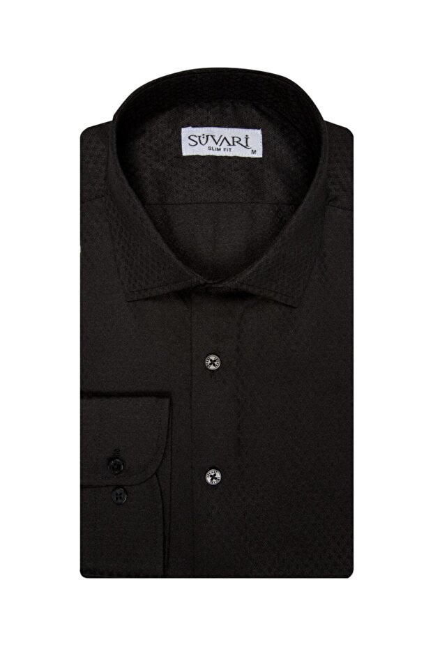 Antibacterial Slim Fit Dobby Patterned Men's Shirt