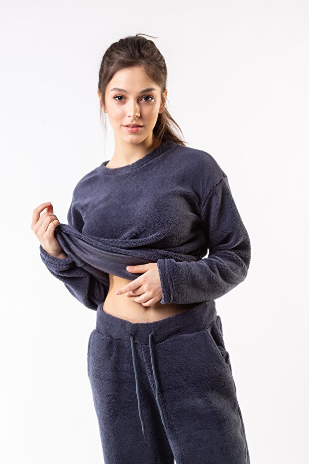 Kadın Mavi Wellsoft Basic Yaka Takım - 1