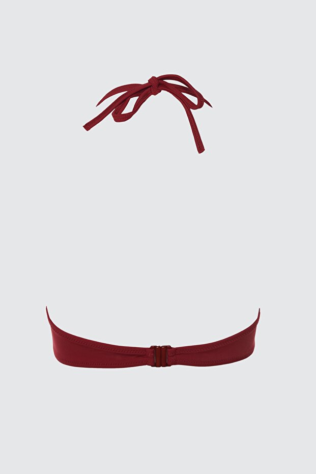 Bordo Fiyonklu Bralette Kaplı Bikini Üstü TBESS21BU0098 - 6