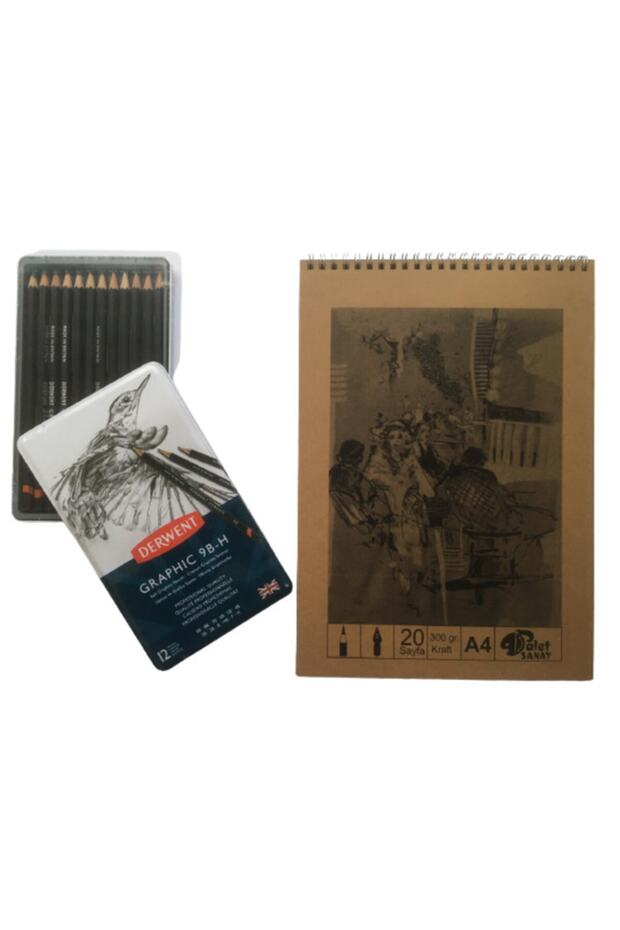 Graphic 12 Piece Graduated Pen Set+a4 300 Gr Kraft Notebook