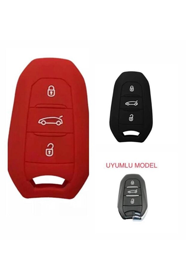 2 Silicone Key Protector Cases Compatible with Opel Grandland X, Red and Black Colors