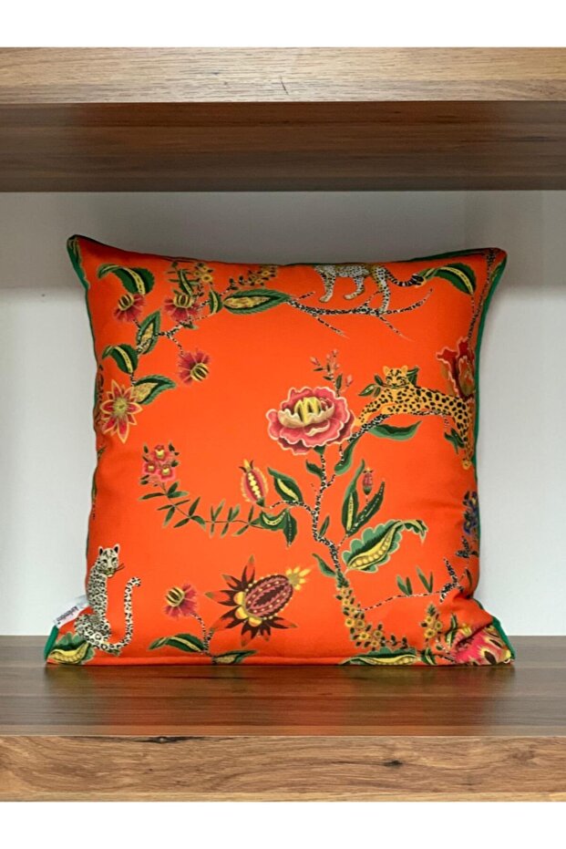 Digital Printed Double Sided Patterned Throw Pillow Cover with Piping Edges - 1