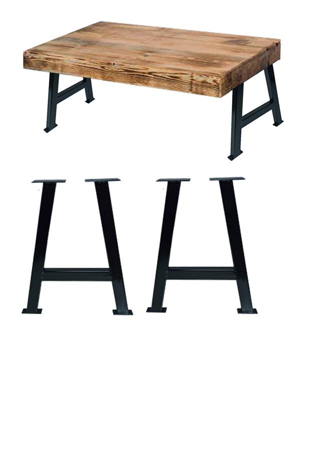 Metal Ayak Ahşap Kütük Masif Orta Zigon Sehpa Bank Bench Ayağı Profil Ayaklar - 2