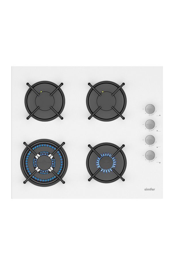 3509 3g + 1 Wok 60 Cm Beyaz Cam Ankastre Ocak - 1