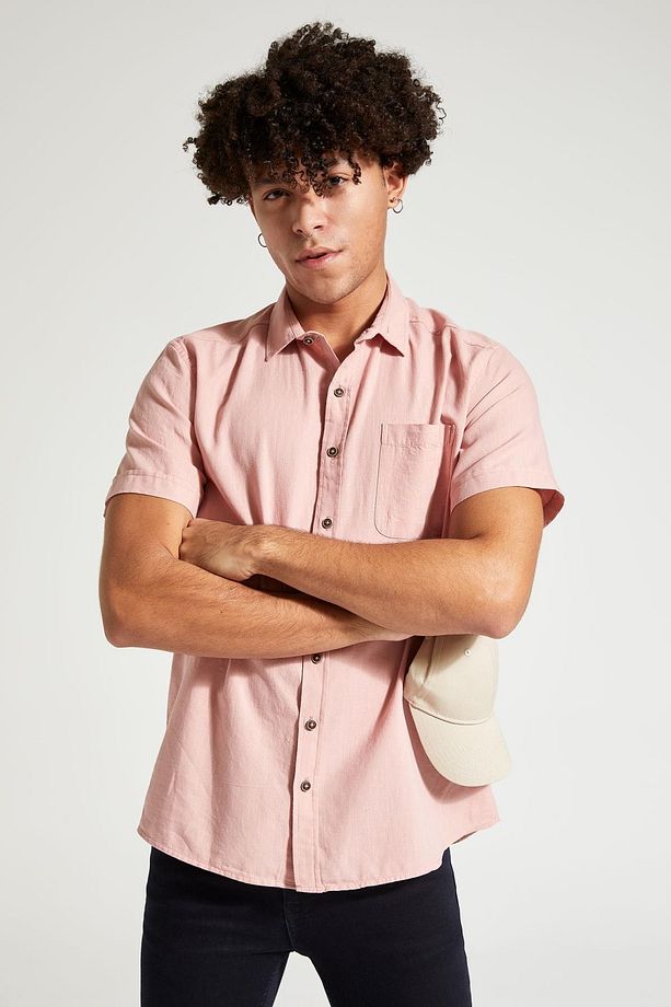 Slim Fit Basic Kısa Kollu Gömlek - 1