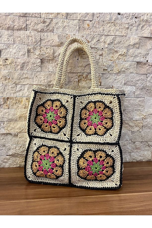 Çiçek Model Hasır Çanta - 1