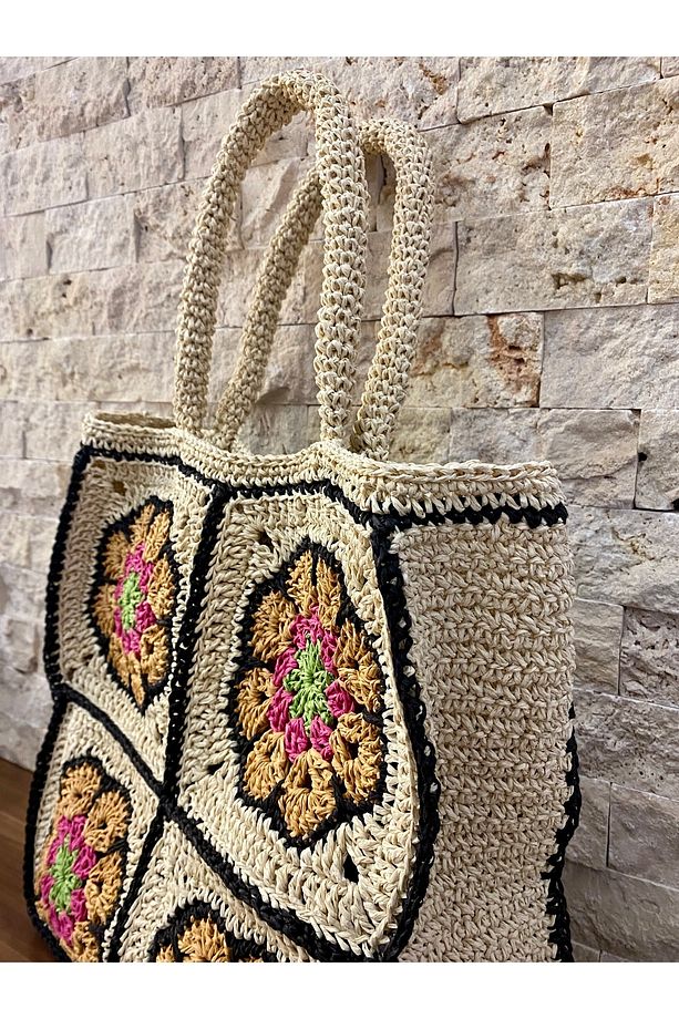 Çiçek Model Hasır Çanta - 2