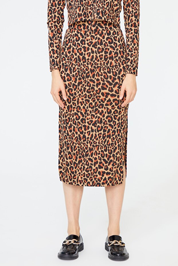 Fustă creion elegantă cu model leopard - 2