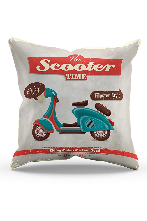 Double Sided Printed Scooter Patterned Suede Throw Pillow Cover