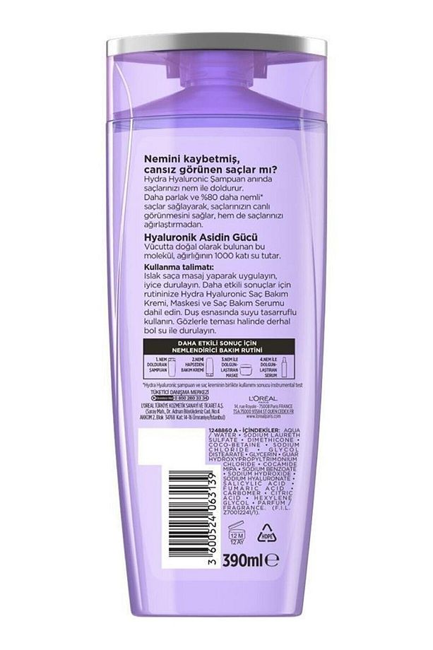 Loreal Şampuan Hydra Hyaluronıc Nem Dolduran Şampuan 390 Ml X 6 Adet - 2