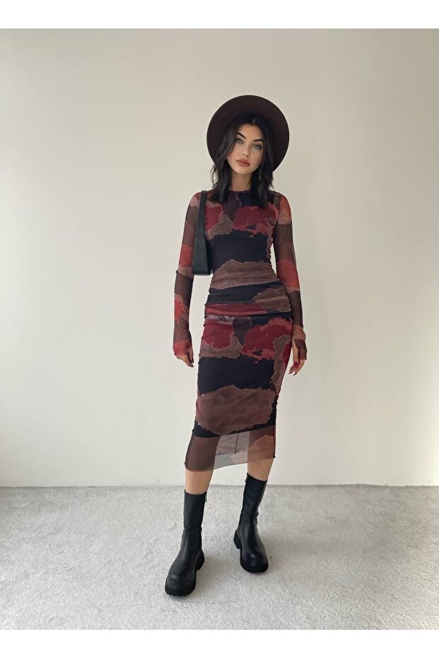 Eleni Streç Kadın Batik Elbise - 4