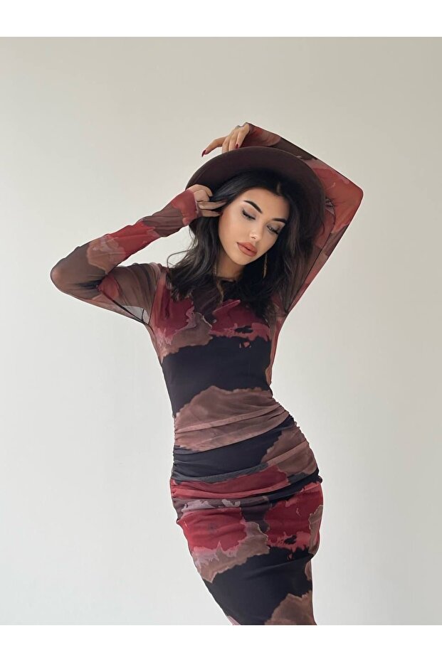 Eleni Streç Kadın Batik Elbise - 5