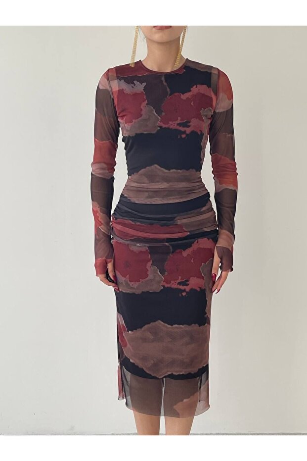 Eleni Streç Kadın Batik Elbise - 7