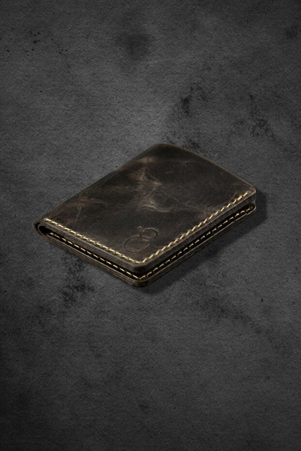 Babil Gri Effect Crazy Deri Cüzdan - 6