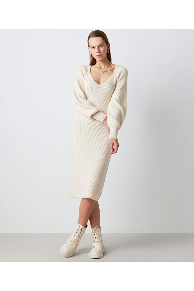 V-Neck Knitwear Dress