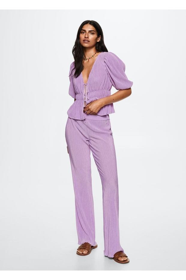 Volanlı Pilili Bluz - 2