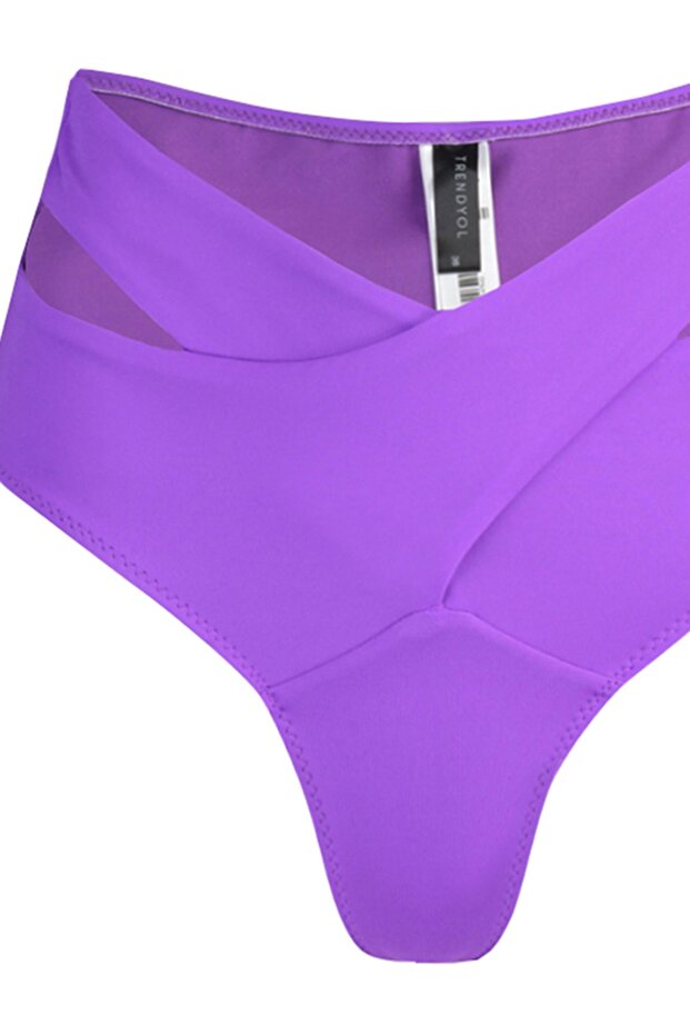 Mor Cut Out Detaylı Yüksek Bel Regular Bikini Altı TBESS20BA0184 - 7