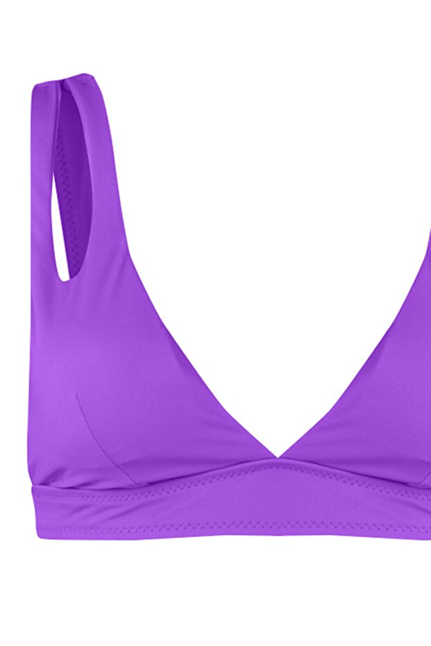 Mor Üçgen Cut Out Detaylı Bikini Üstü TBESS20BU0202 - 8