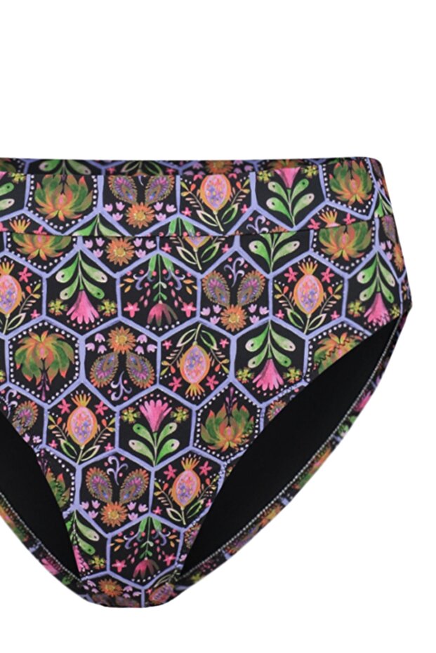 Çiçek Desenli Üçgen Kaplı Hipster Yüksek Bel Bikini Takımı TBESS22BT0016 - 7