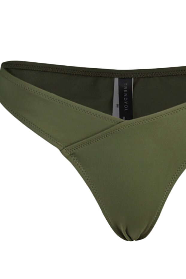 Haki V Kesim Regular Düşük Bel Basic Bikini Altı TBESS22BA0024 - 7