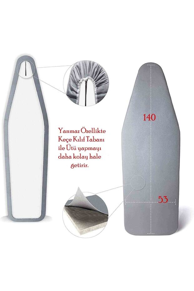 Termal Ütü Masası Kılıfı Örtüsü Bezi Keçeli Isı Yansıtıcı Yanmaya Ve Lekeye Karşı Dirençli Ayarlı - 2