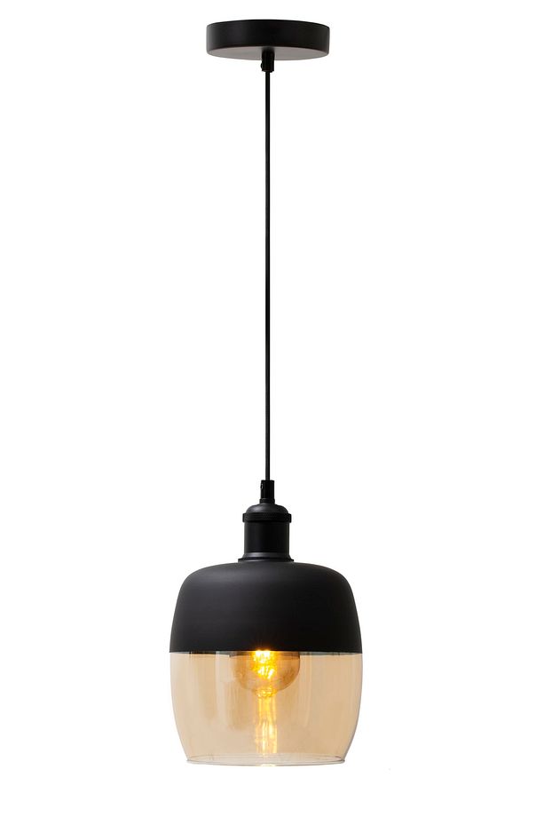 Siyah Metal Rustik Duylu Tekli Şeffaf Cam Yükseklik Ayarlanabilir Avize 126 Cm Örgü Kablo Uzunluğu - 2