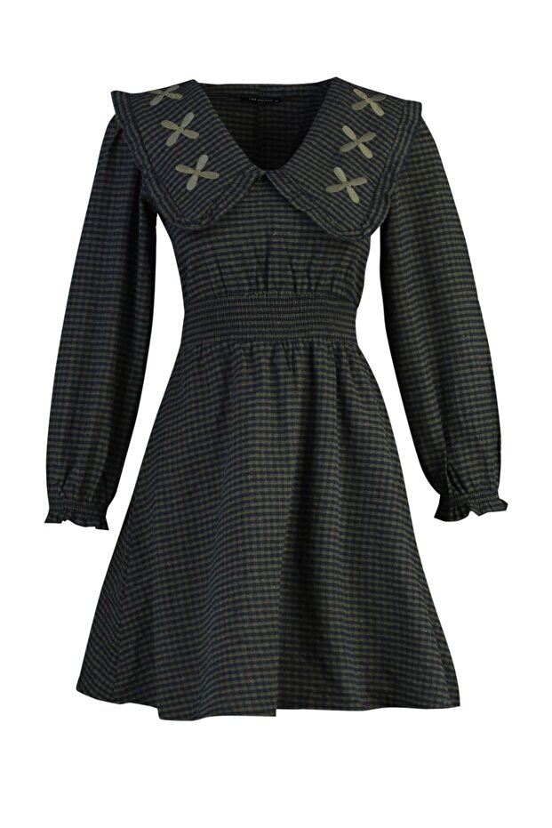 Vícebarevné tkané šaty s límečkem TWOAW22EL0118 - 6