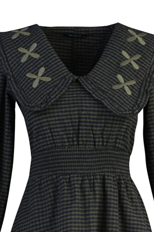 Vícebarevné tkané šaty s límečkem TWOAW22EL0118 - 7