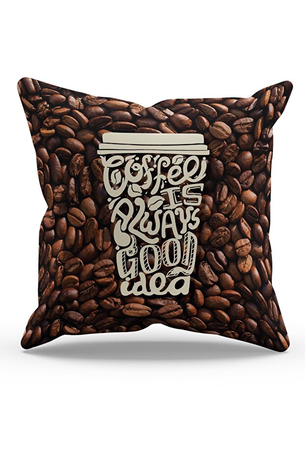 Double Sided Printed Coffee Time Patterned Suede Throw Pillow Cover