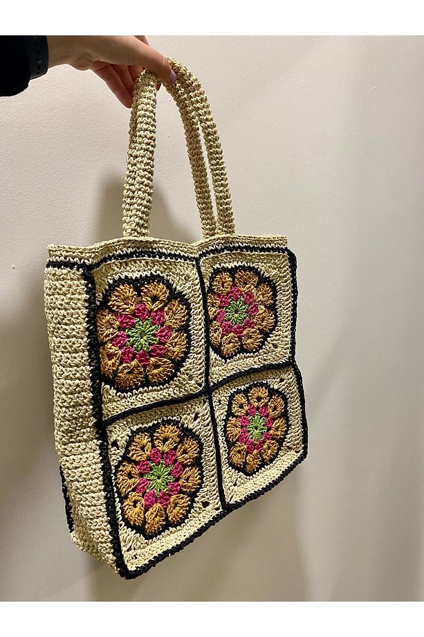 Çiçek Model Hasır Çanta - 4
