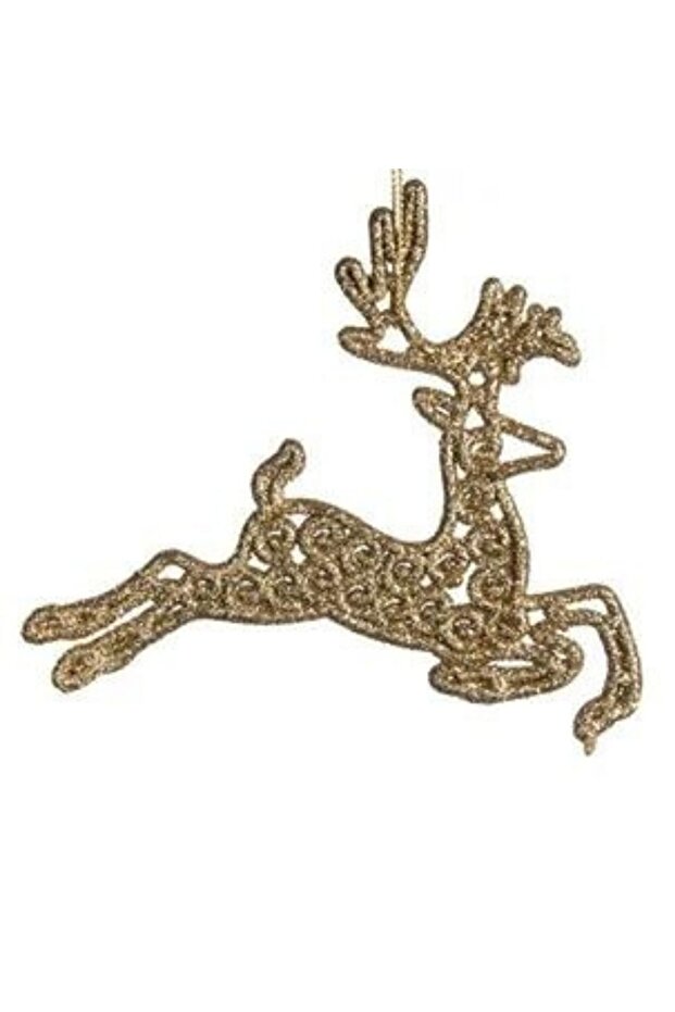 Christmas Pine Tree Gold Glitter Deer Ornament 11 Cm 1 Piece