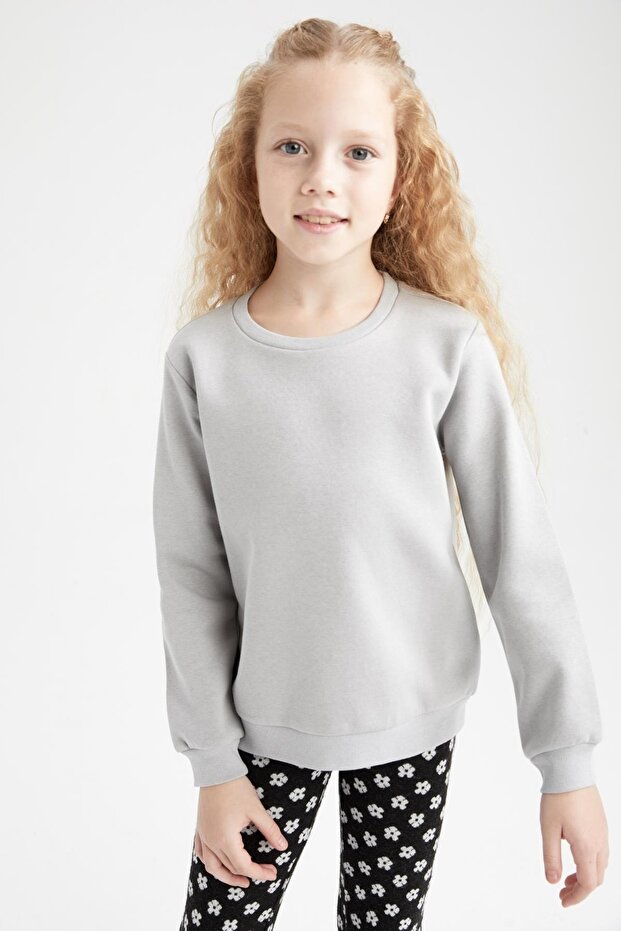 Kız Çocuk Basic Sweatshirt - 1