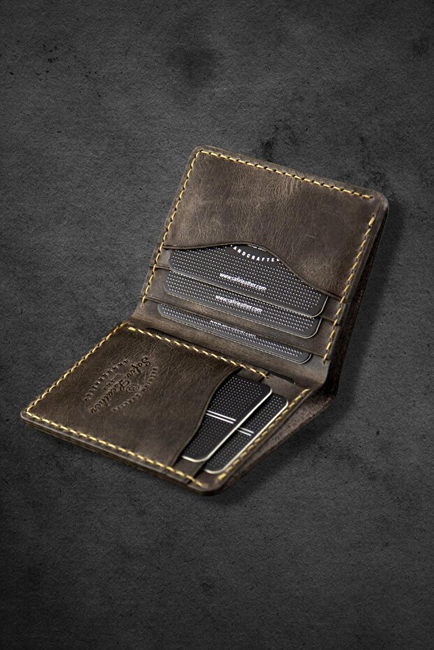 Babil Gri Effect Crazy Deri Cüzdan - 1