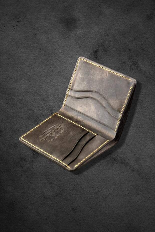 Babil Gri Effect Crazy Deri Cüzdan - 4