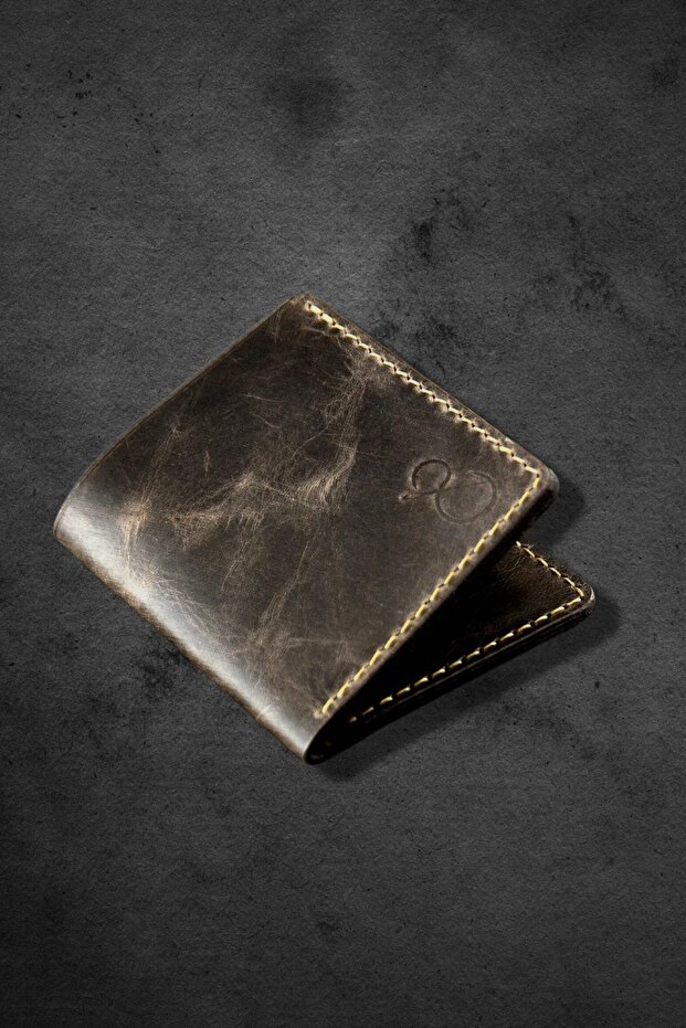 Babil Gri Effect Crazy Deri Cüzdan - 5