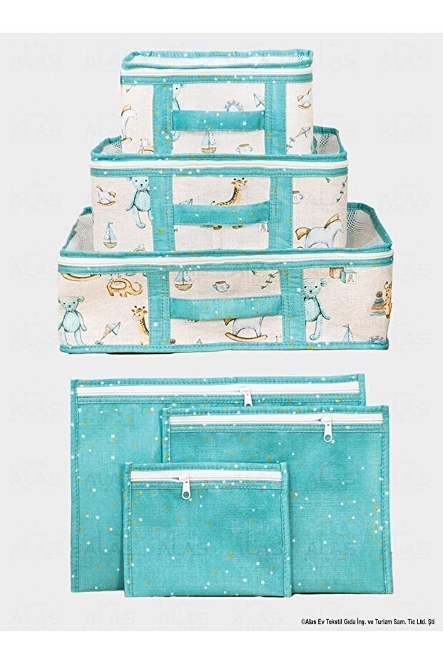Baby Care Maternity Hospital Bag Multi-Useful Organizer 6 Pieces (Blue)