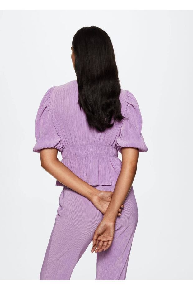 Volanlı Pilili Bluz - 4