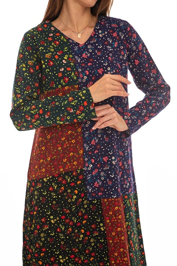 Pazen Patchwork Kısa Elbise - 5